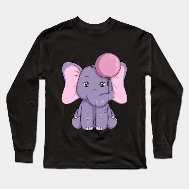 Elephant with big Ears and Ballon Long Sleeve T-Shirt by Markus Schnabel